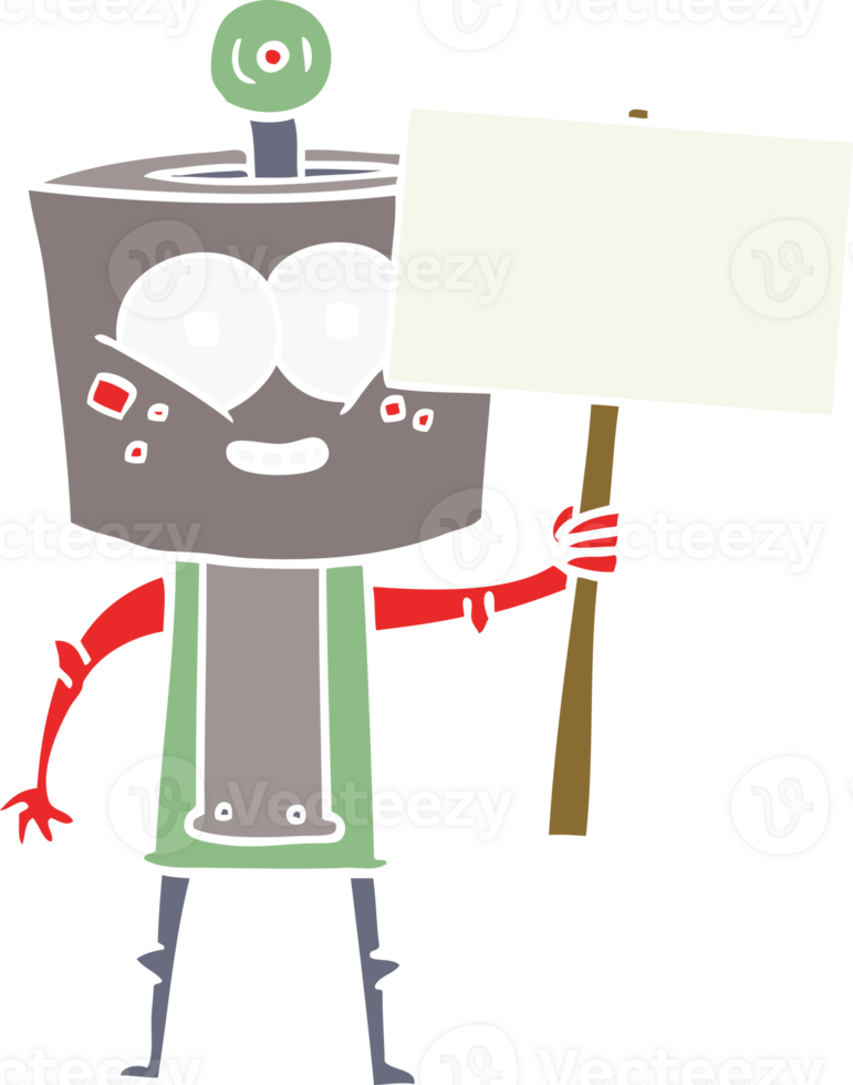 happy flat color style cartoon robot png