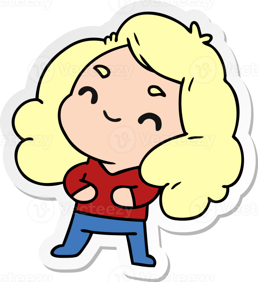 sticker cartoon of a cute kawaii girl png