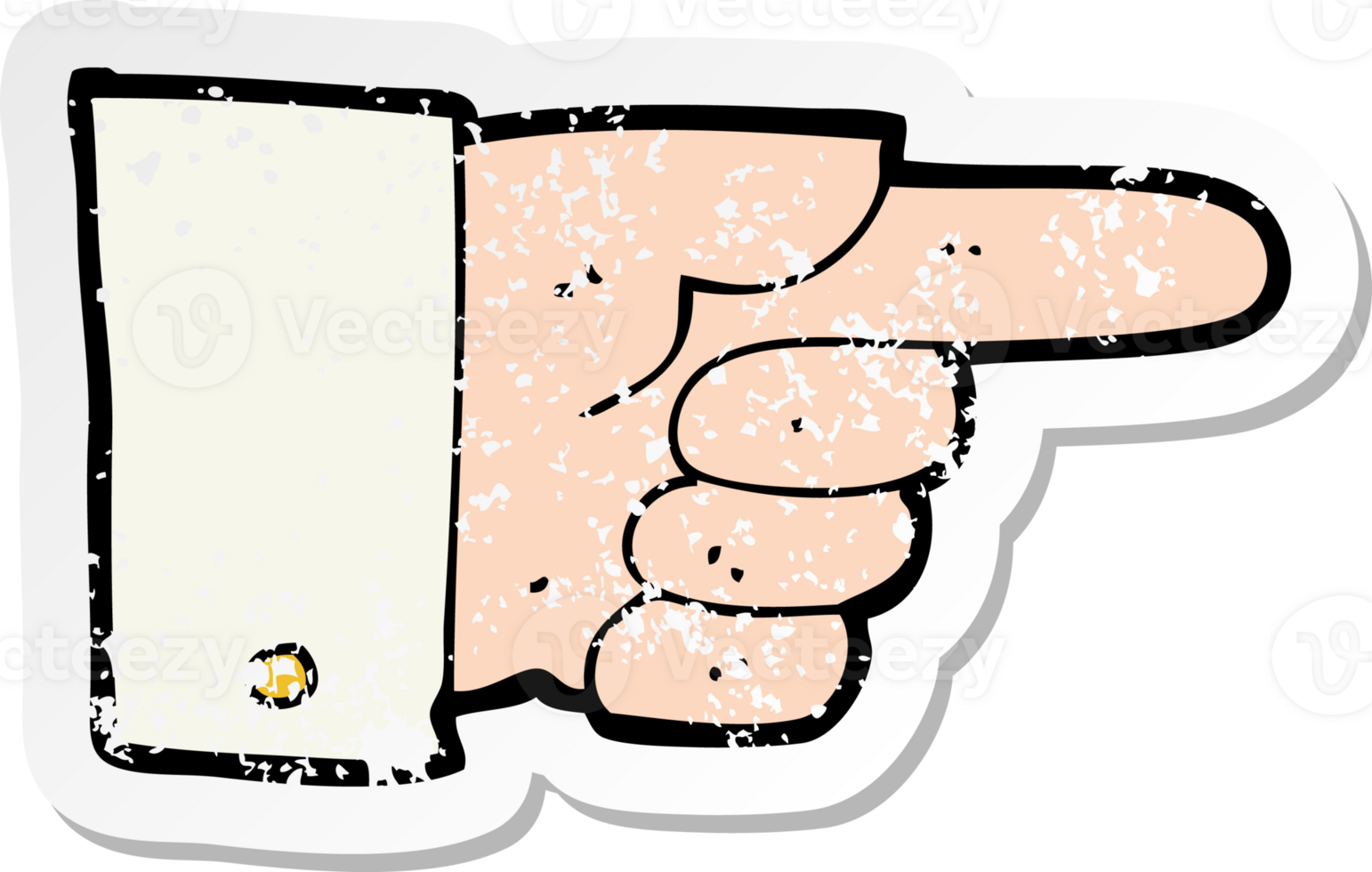 retro distressed sticker of a cartoon pointing hand png