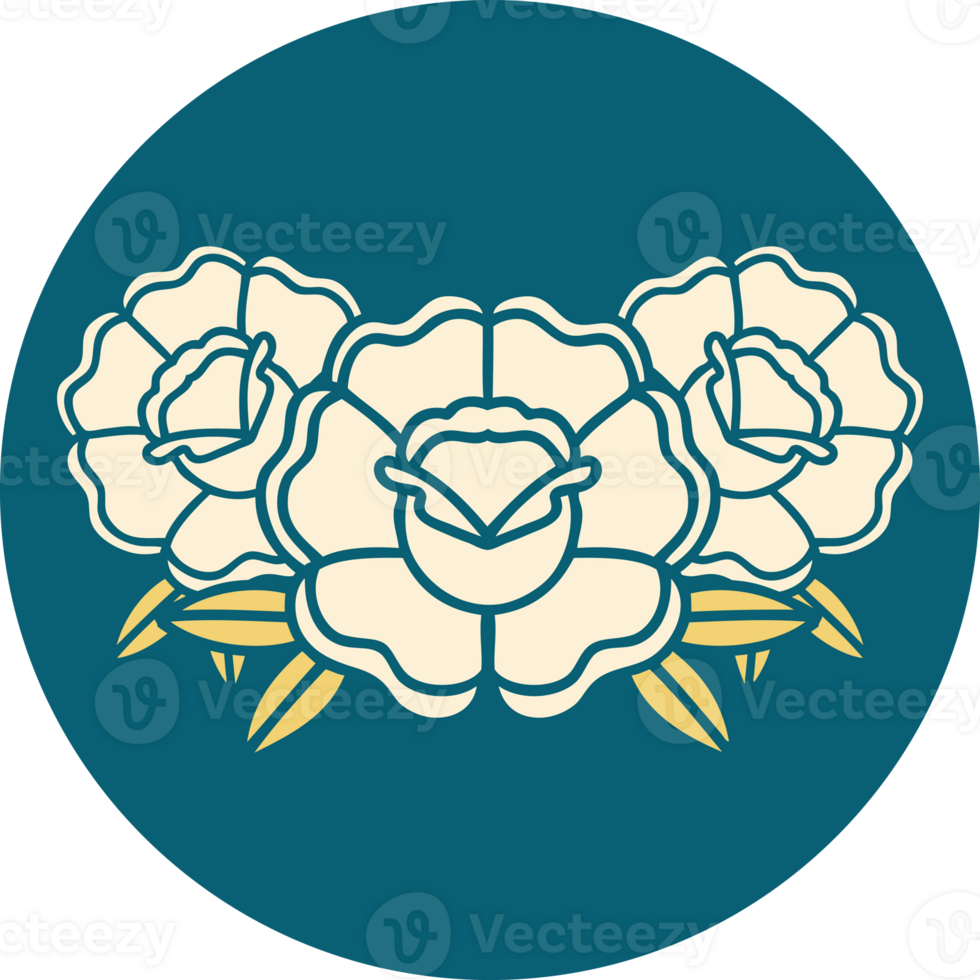 tattoo style icon of a bouquet of flowers png
