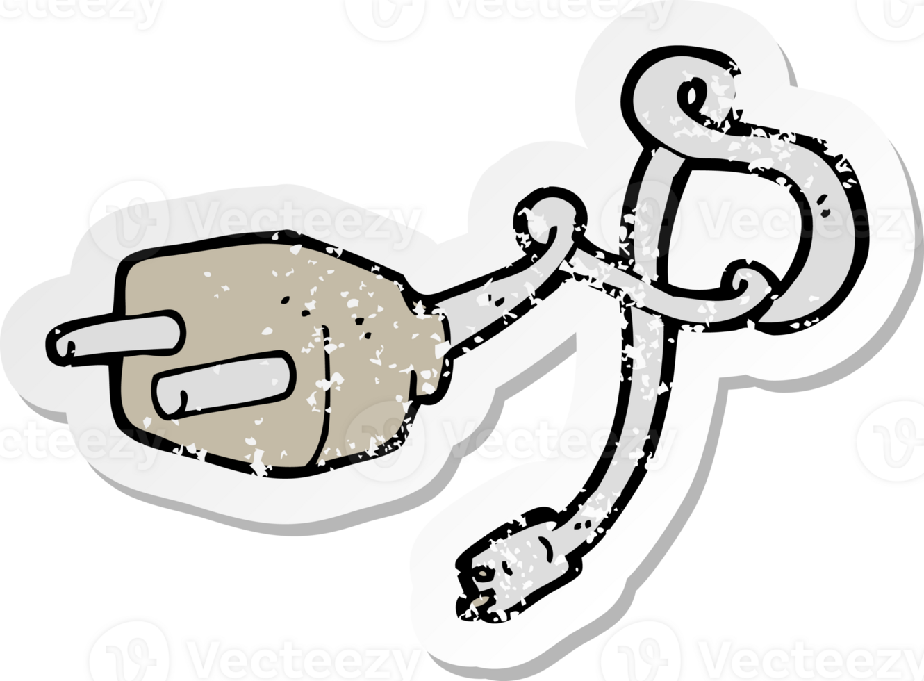 retro distressed sticker of a cartoon plug png