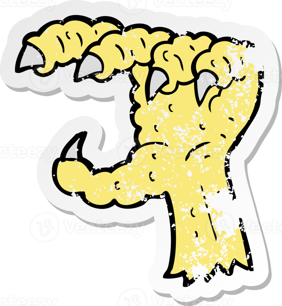 retro distressed sticker of a cartoon bird claw png