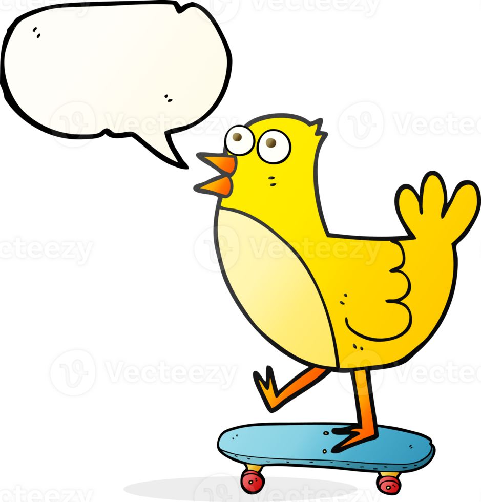 speech bubble cartoon bird on skateboard png