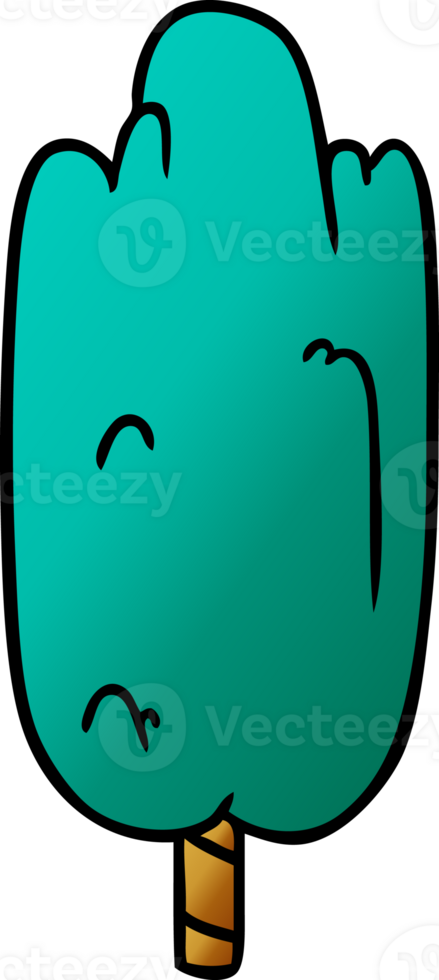 gradient cartoon doodle single green tree png