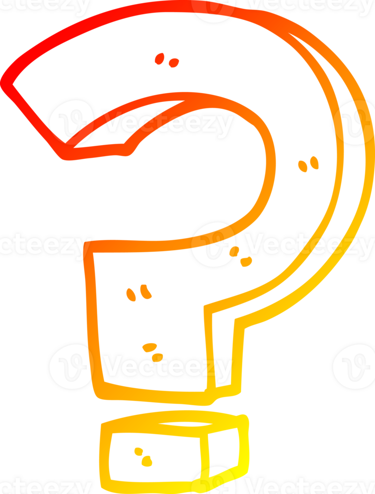 warm gradient line drawing cartoon question mark png