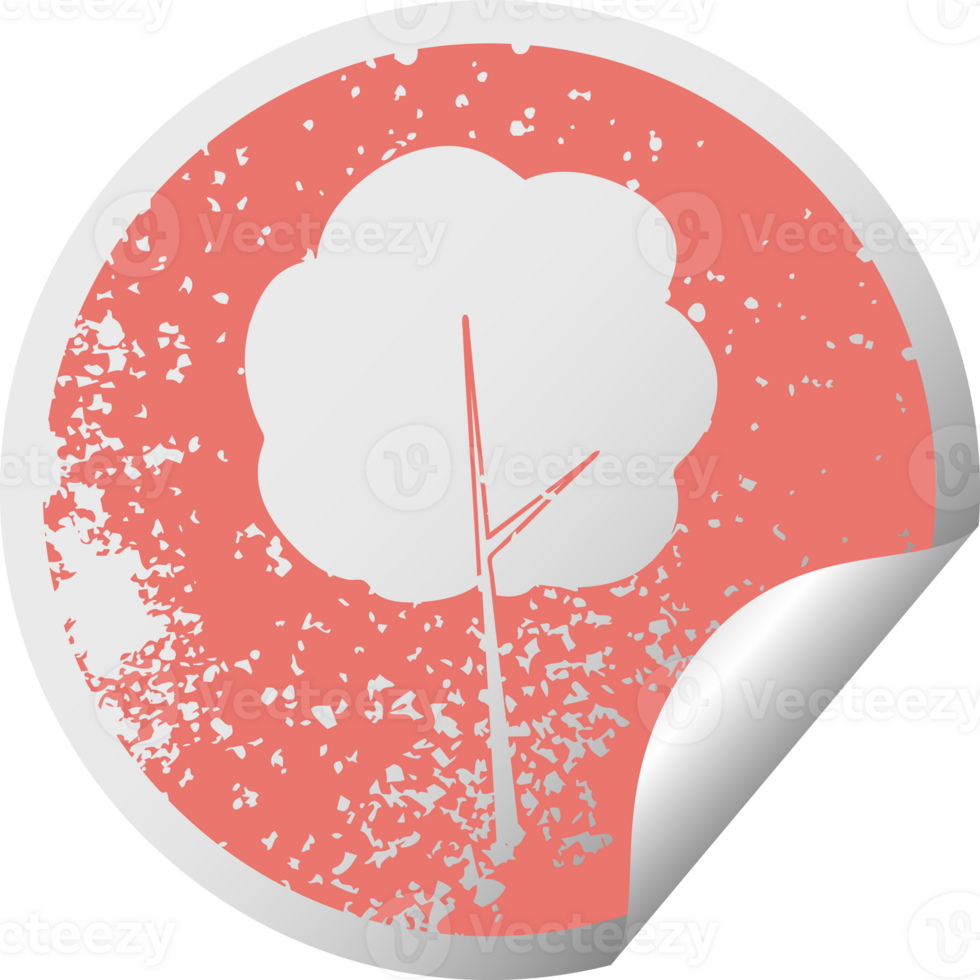 quirky distressed circular peeling sticker symbol tree png