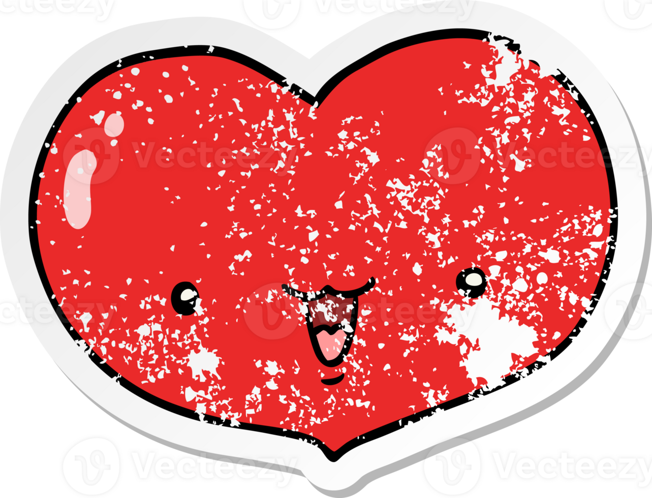 distressed sticker of a cartoon love heart character png