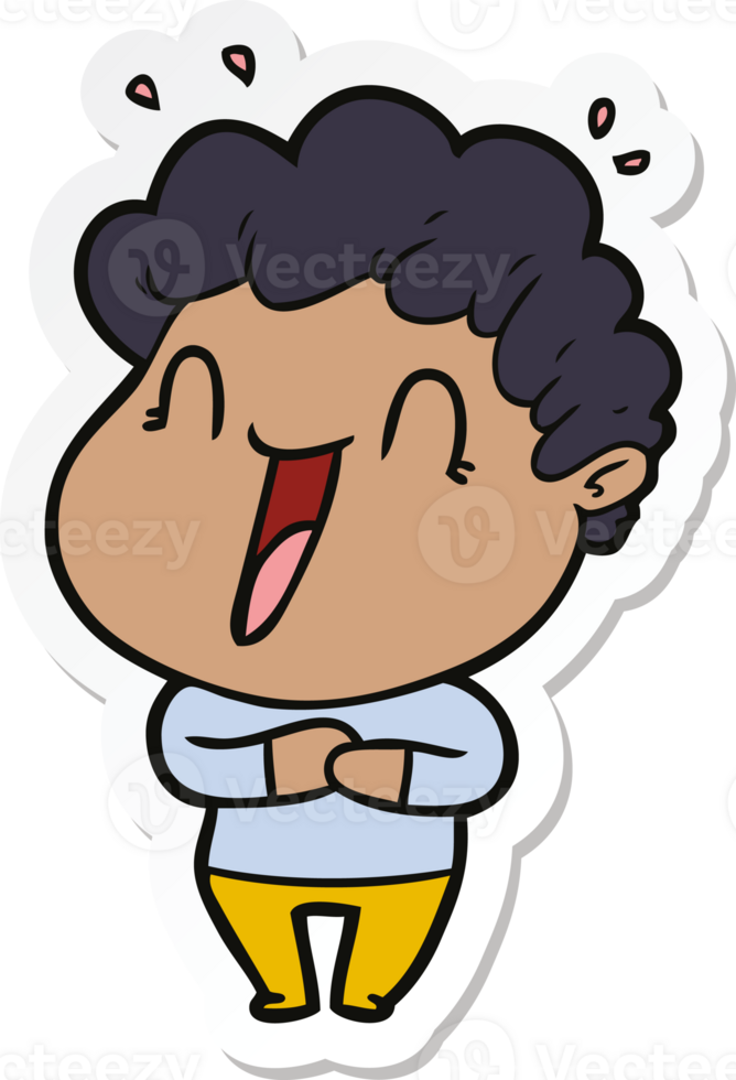 sticker of a cartoon happy man png