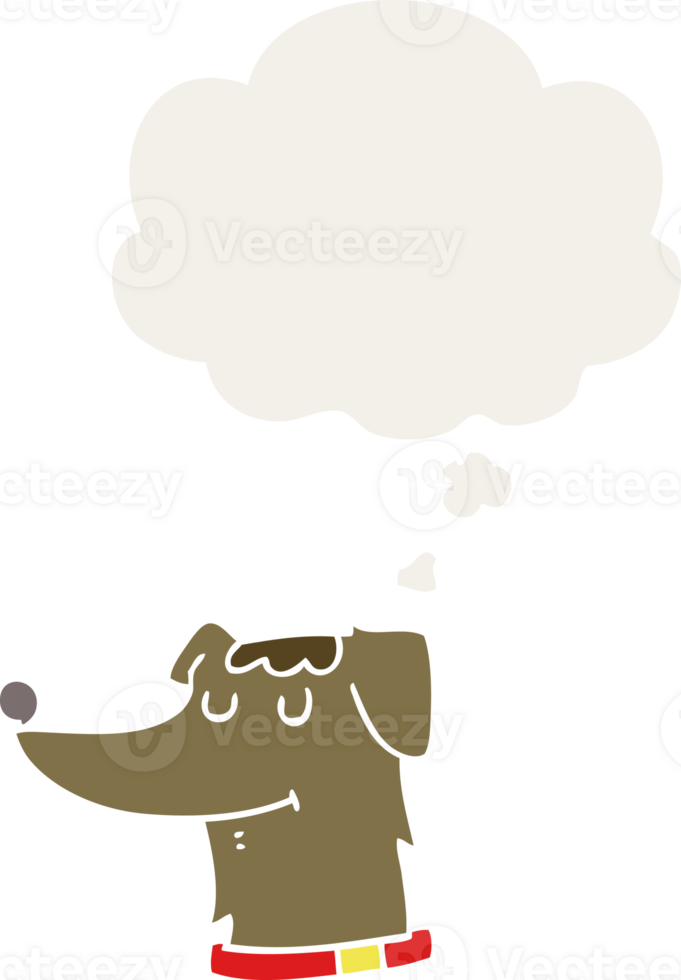 cartoon dog and thought bubble in retro style png