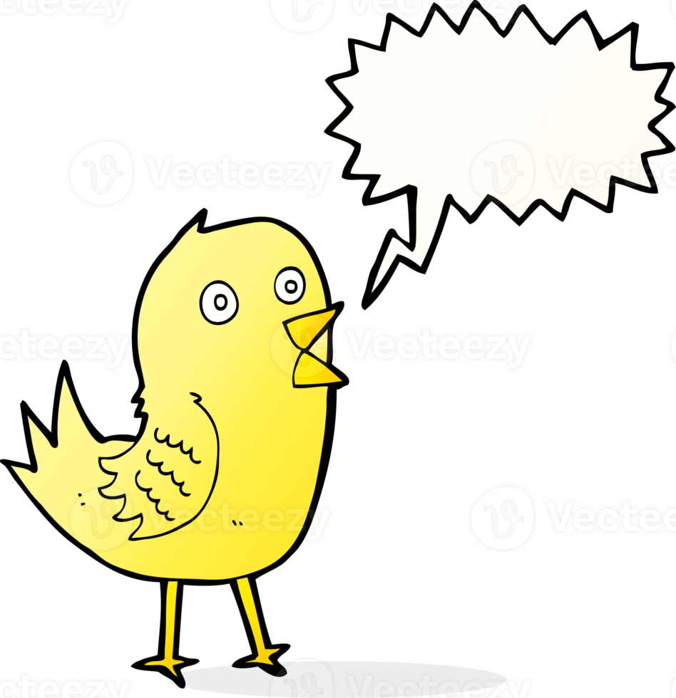cartoon tweeting bird with speech bubble png