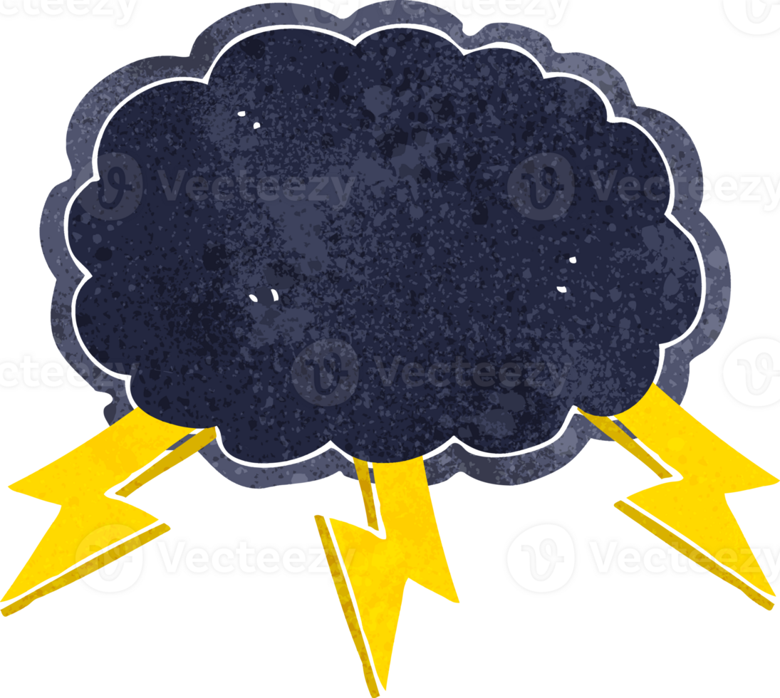 cartoon cloud and lightning bolt symbol png