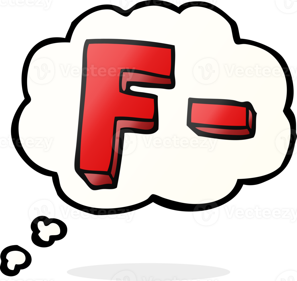 thought bubble cartoon F grade png