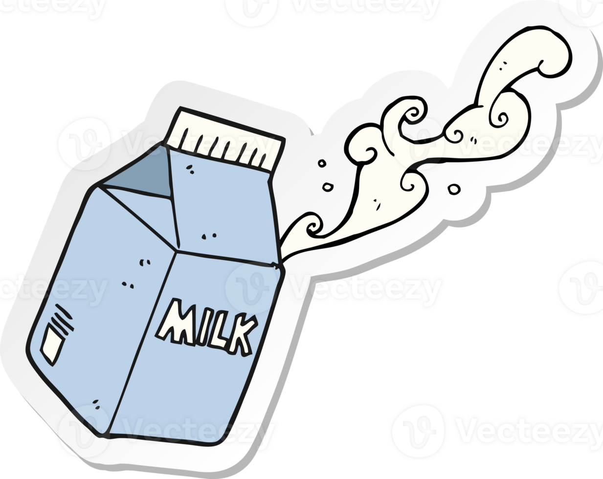 sticker of a cartoon milk carton png