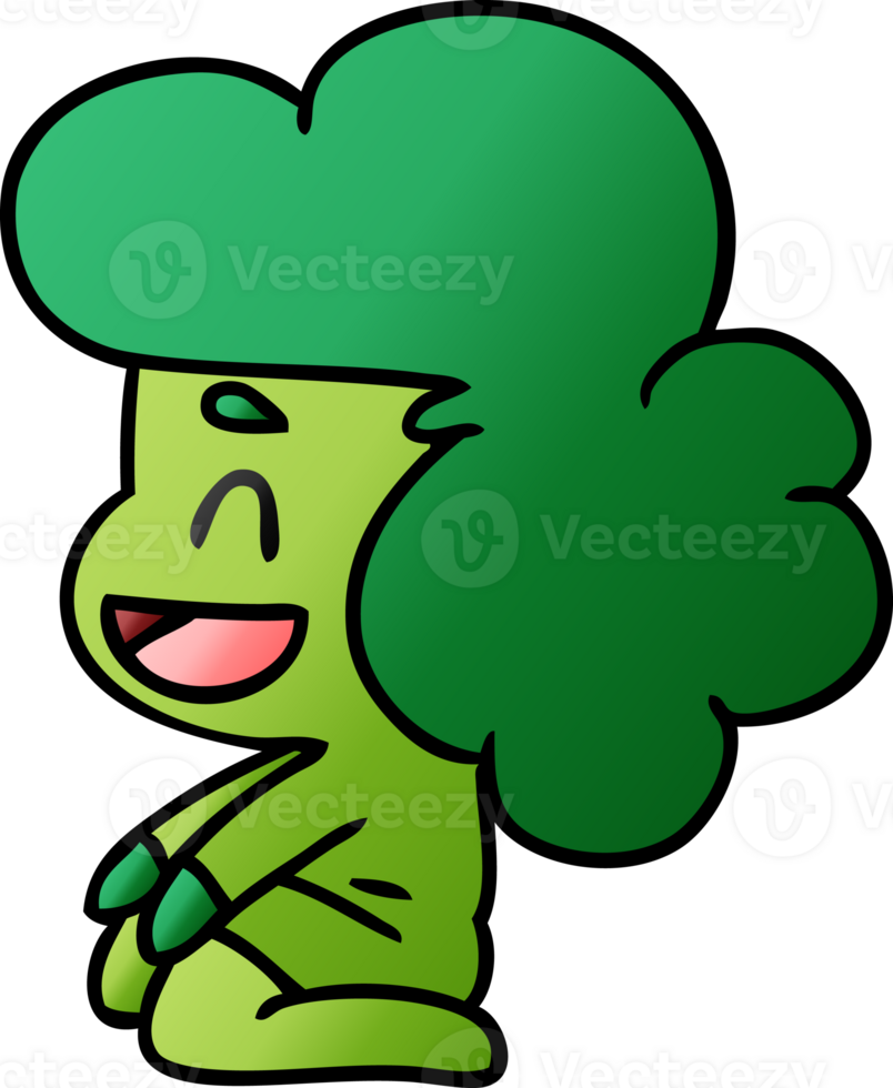 gradient cartoon of a kawaii alien girl png