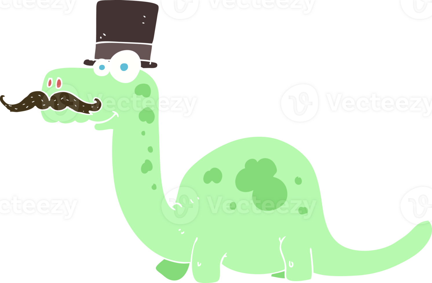 flat color illustration of a cartoon posh dinosaur png