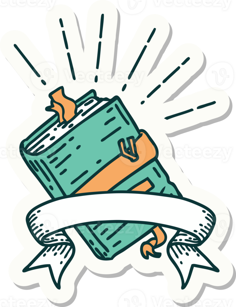 sticker of tattoo style old bound notebook png