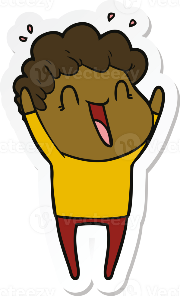 sticker of a cartoon happy man png