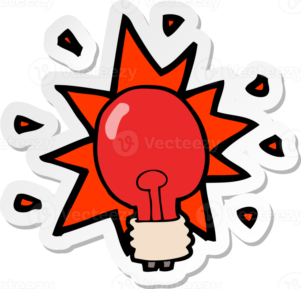 sticker of a cartoon red light bulb png
