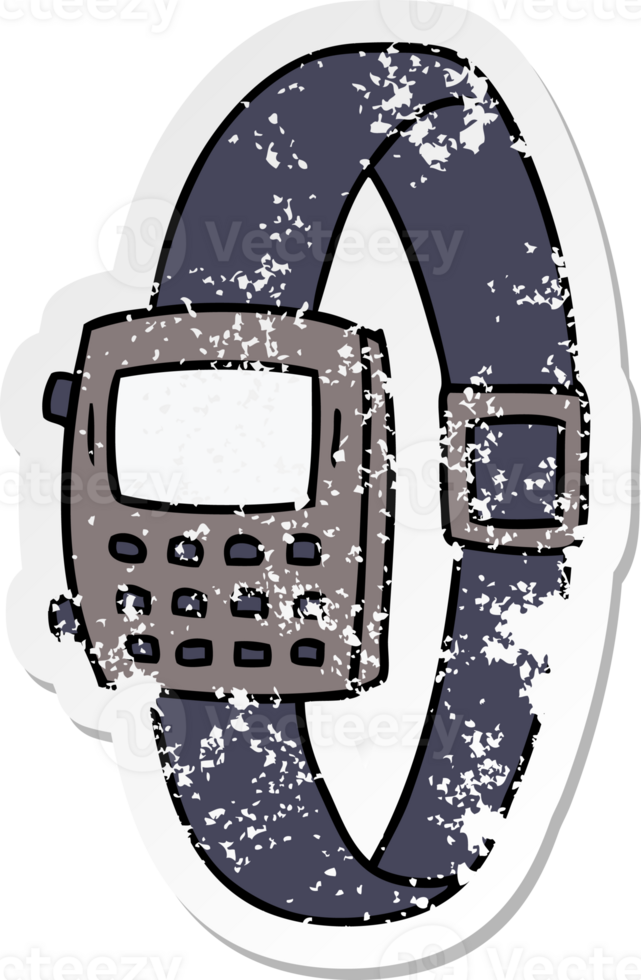 distressed sticker cartoon doodle of a distressed sticker watch png