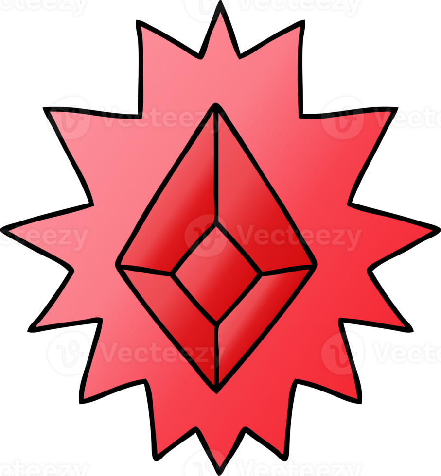 gradient cartoon doodle of a red bright jewel png
