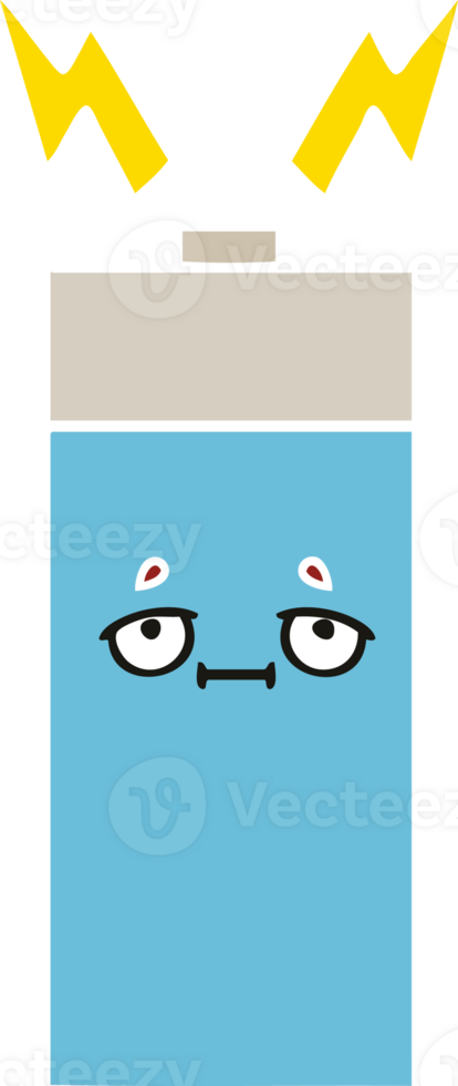 flat color retro cartoon battery png