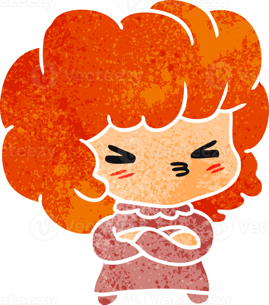 retro cartoon of a cute cross kawaii girl png