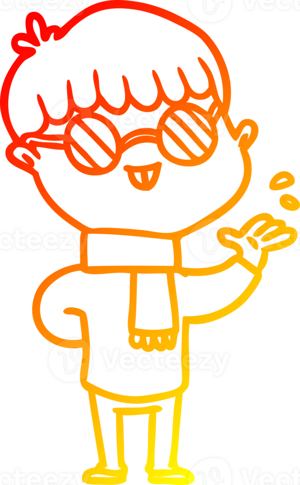 warm gradient line drawing cartoon boy wearing spectacles png