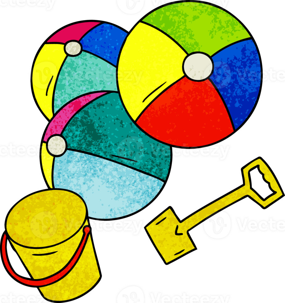 textured cartoon doodle beach balls with a bucket and spade 45268936 PNG
