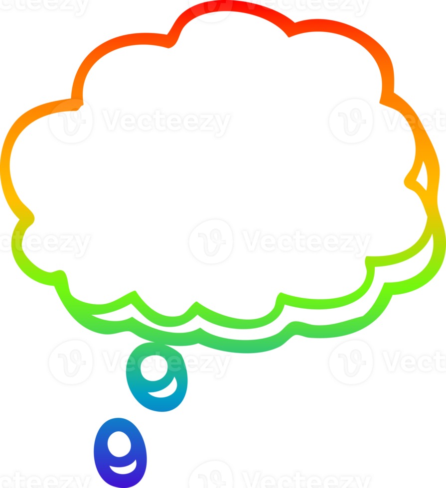 rainbow gradient line drawing cartoon mind bubble png