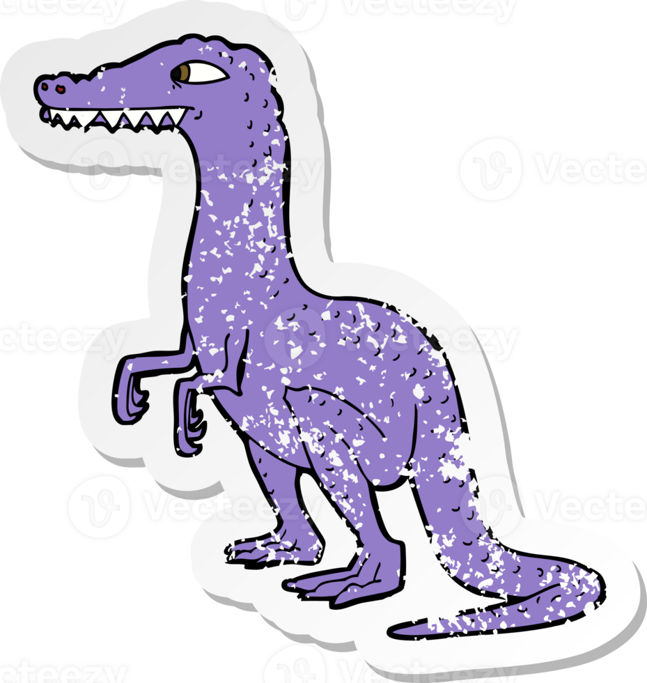 retro distressed sticker of a cartoon dinosaur png