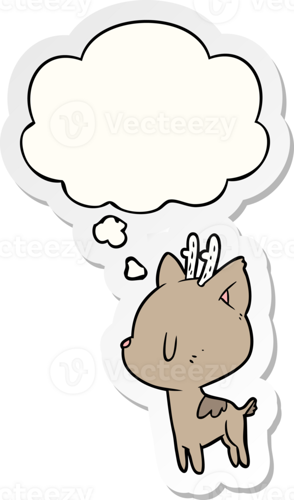 cartoon deer and thought bubble as a printed sticker png