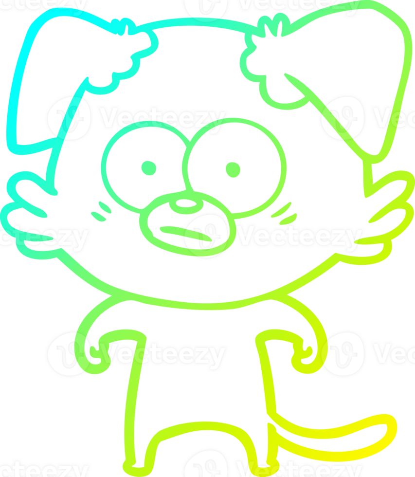 cold gradient line drawing nervous dog cartoon png