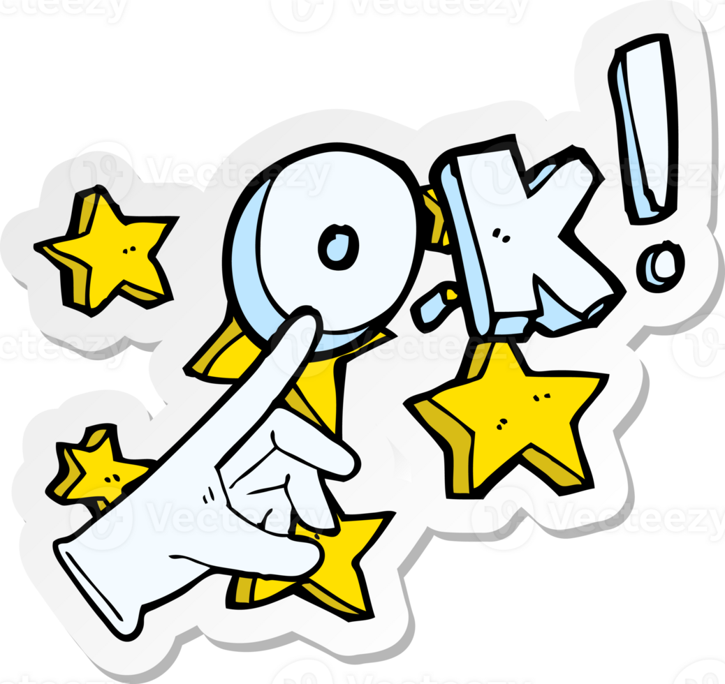 sticker of a cartoon ok symbol png