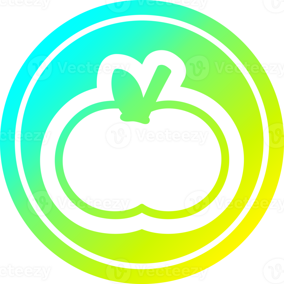 circular de maçã orgânica no espectro de gradiente frio png