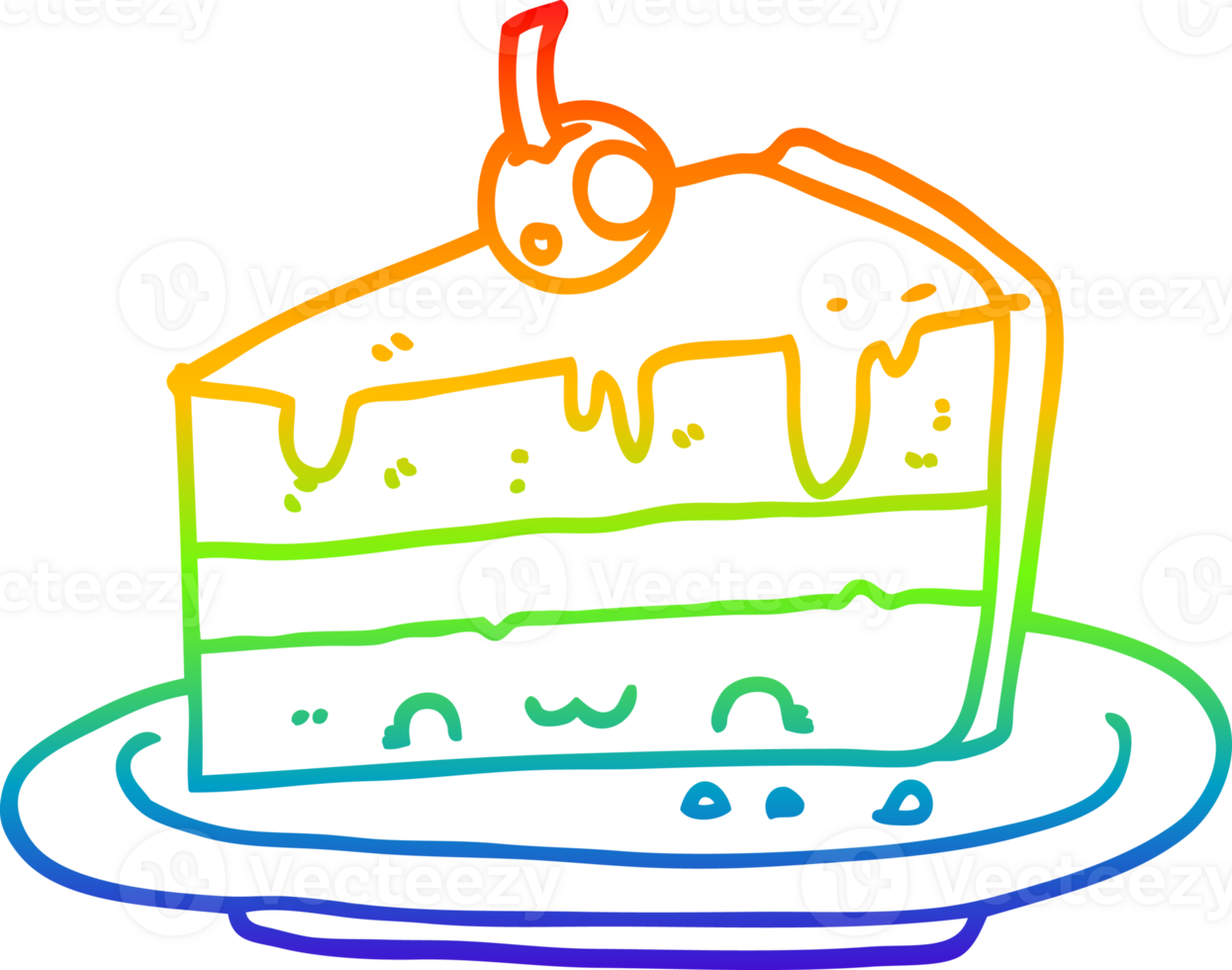 rainbow gradient line drawing cartoon cake png