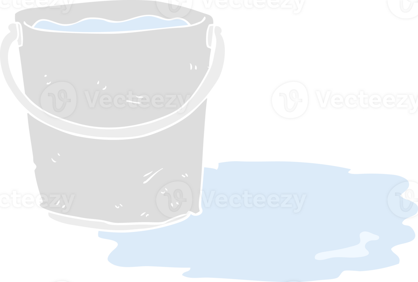 flat color illustration of a cartoon bucket of water png