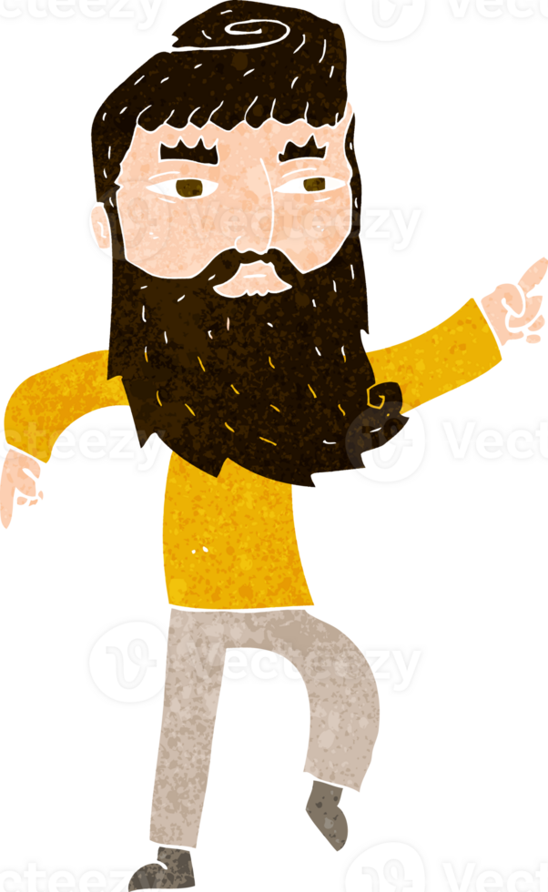 cartoon bearded man pointing the way png