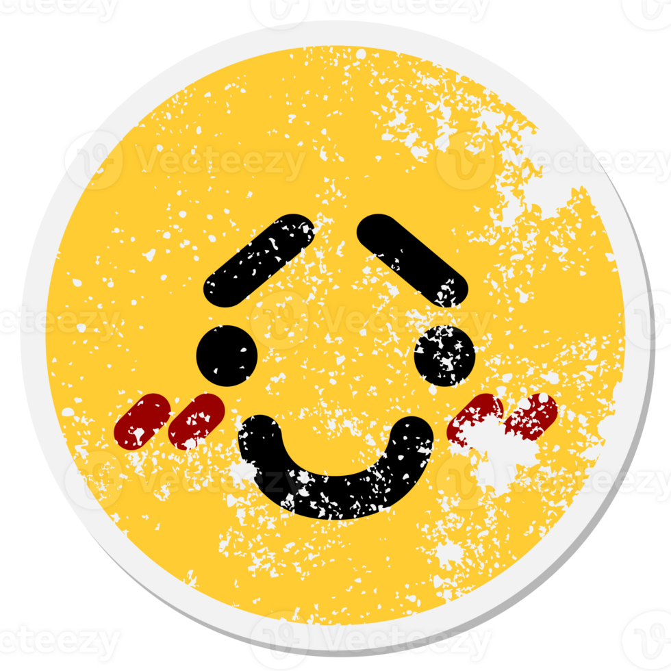 happy blushing face circular sticker png