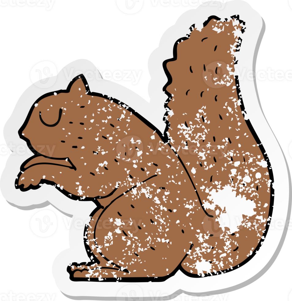 retro distressed sticker of a cartoon squirrel png