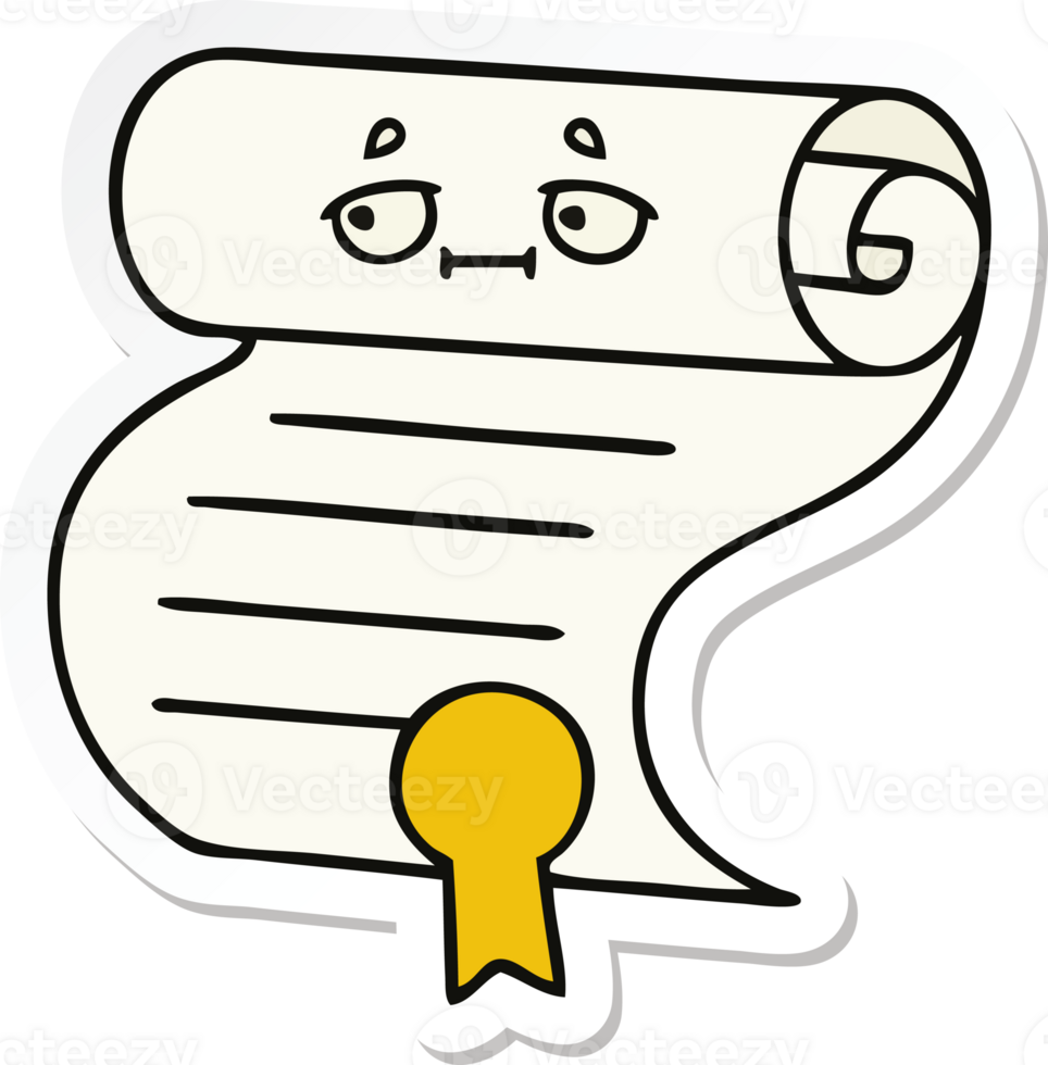 sticker of a cute cartoon contract png
