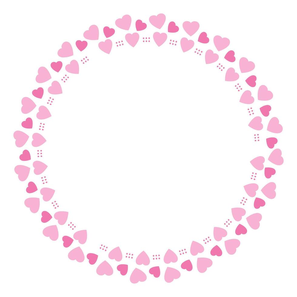 Hand drawn hearts border and frame on white background vector