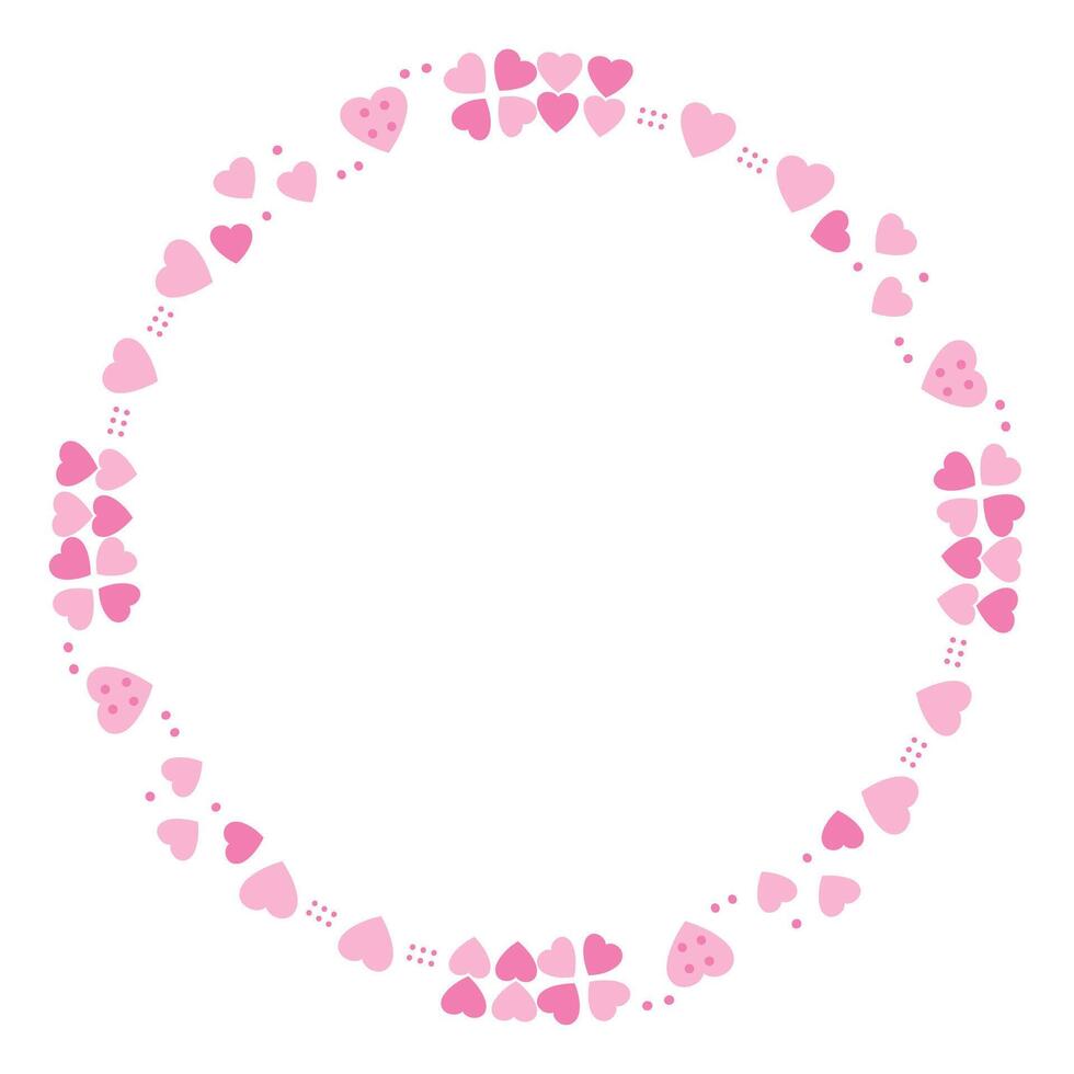 Hand drawn hearts border and frame on white background vector