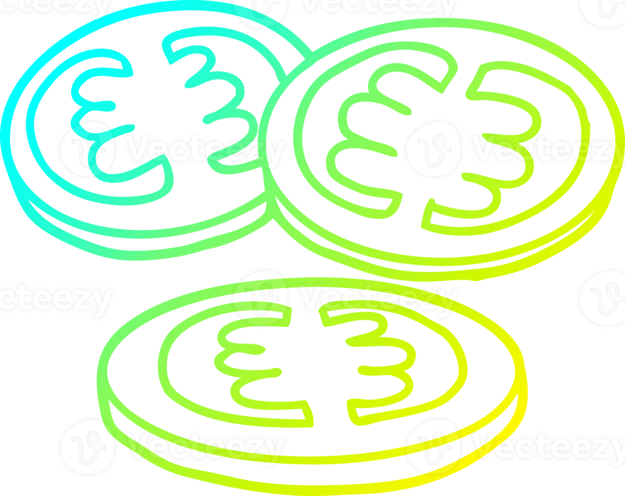 cold gradient line drawing sliced tomatoes cartoon png