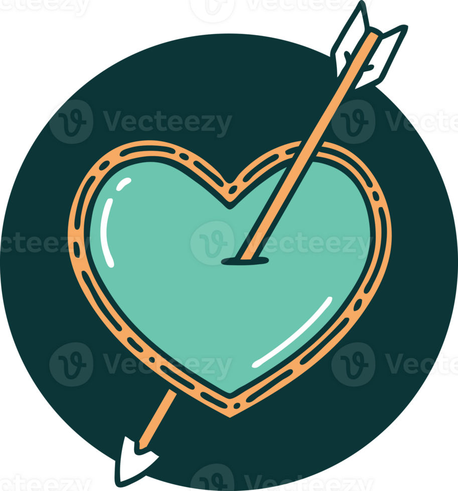tattoo style icon of an arrow and heart png