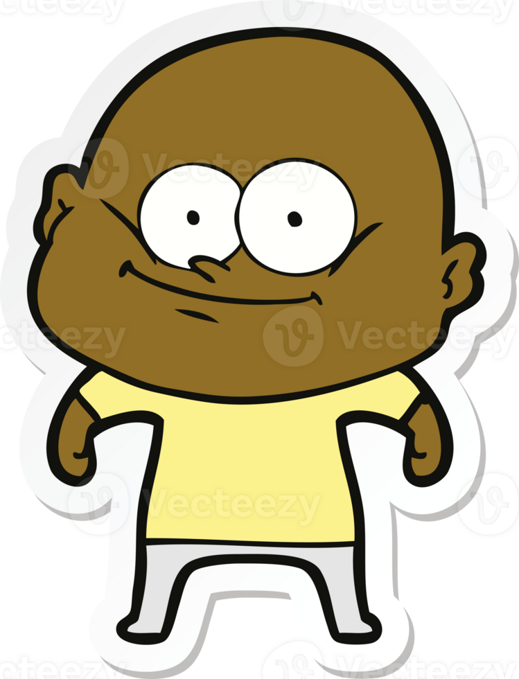 sticker of a cartoon bald man staring png