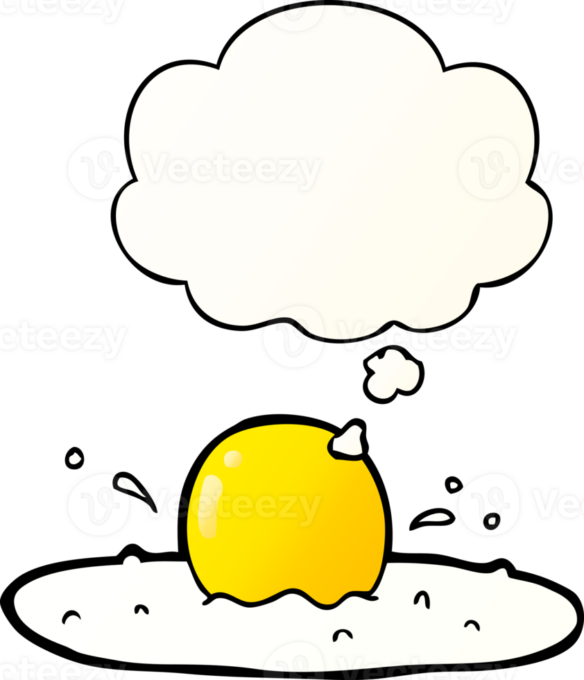 cartoon fried egg and thought bubble in smooth gradient style png