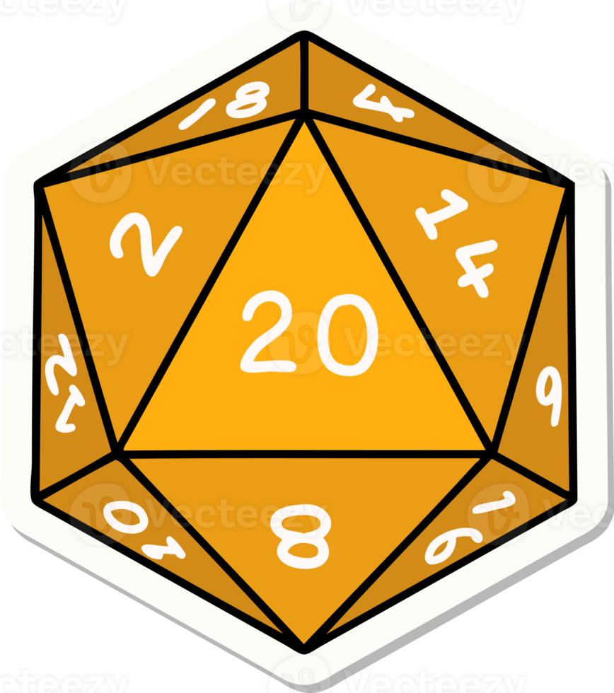 natural 20 D20 dice roll sticker png