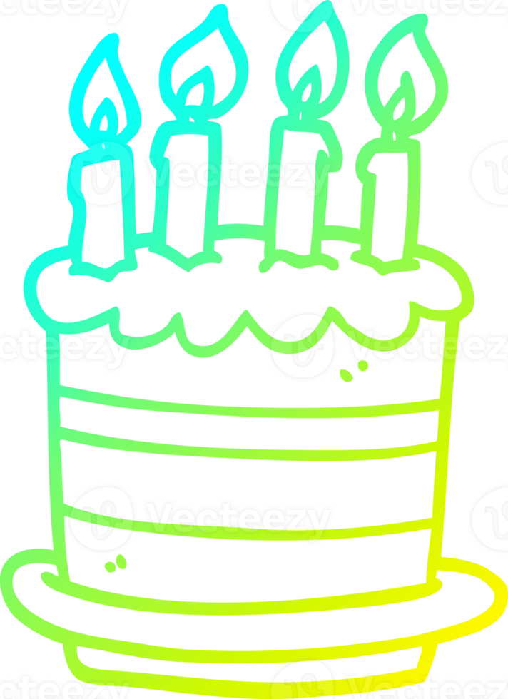 cold gradient line drawing cartoon birthday cake png