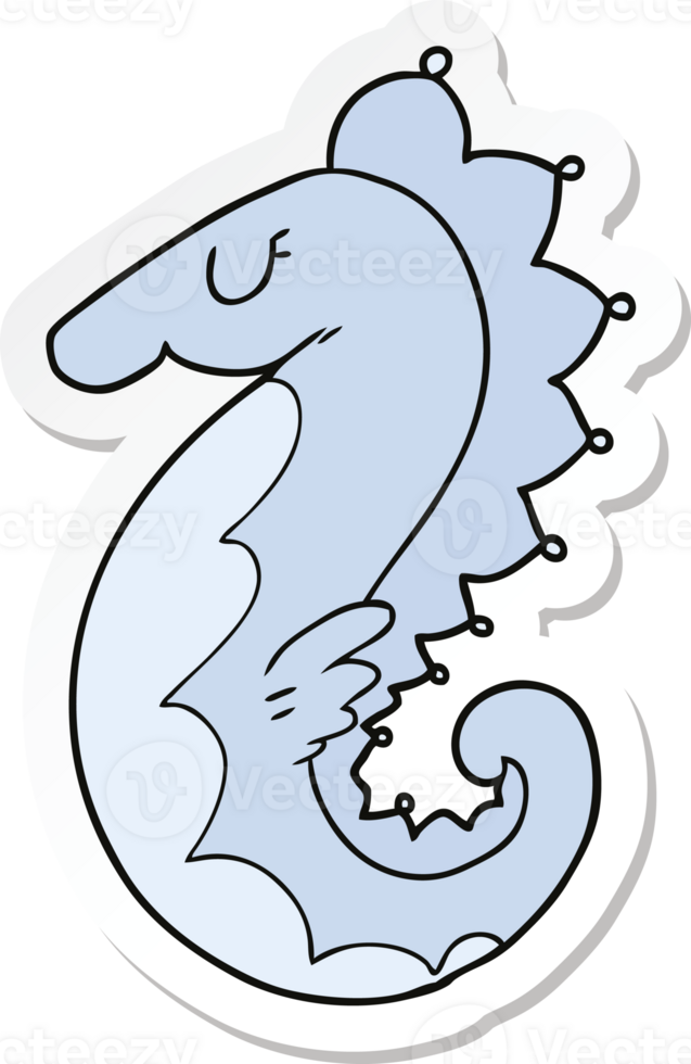 sticker of a cartoon sea horse png