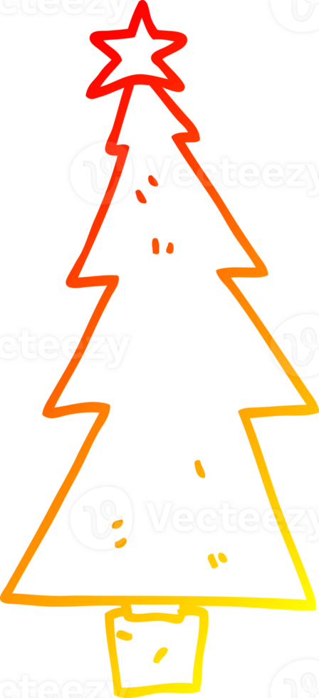 warm gradient line drawing cartoon christmas tree png